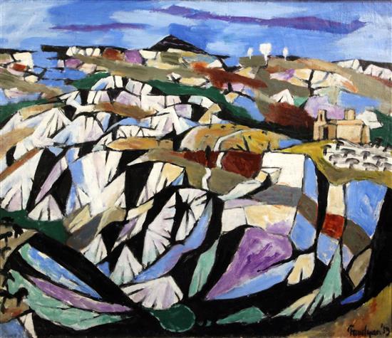 § Julian Trevelyan (1910-1988) Tuscan landscape, 1959 29.75 x 35.5in.